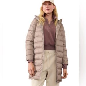 Athleta Aire Puffer Parka Beige Taupe Plus Size outerwear